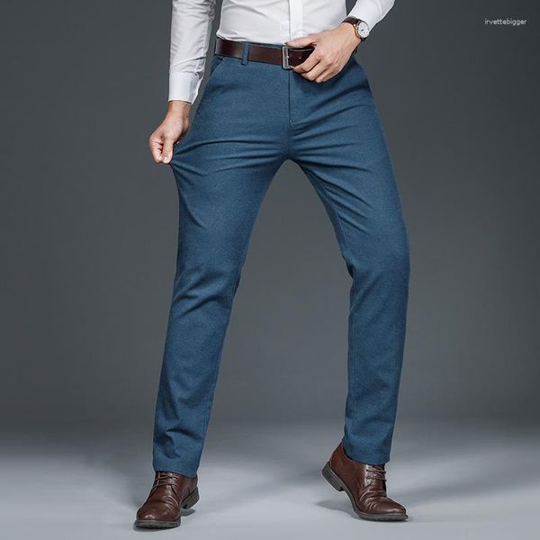 Pantaloni da uomo autunno e inverno marca aderente dritto spesso stile classico business casual taglia slim di alta qualità 29-40