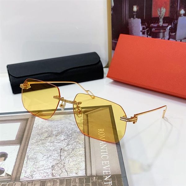 Mode Metallrahmen UV400 Schutz Gold Polychromatische Gläser Männliche und Weibliche Sonnenbrille Schild Retro Design Brillengestelle 329f