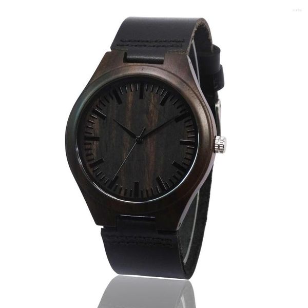 Armbanduhren Luxusmode Schwarze Herrenarmbanduhr Aus Holz Mit Geschenkbox Runde Quarzuhren Als Weihnachtsgeschenke Für Männer