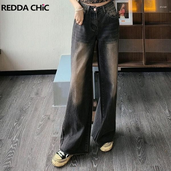 Damenjeans ReddaChic Tall Girl Friendly 90er Skater Baggy Y2k Vintage Low-Waist Wide Leg Pants Acubi Fashion Damen Streetwear