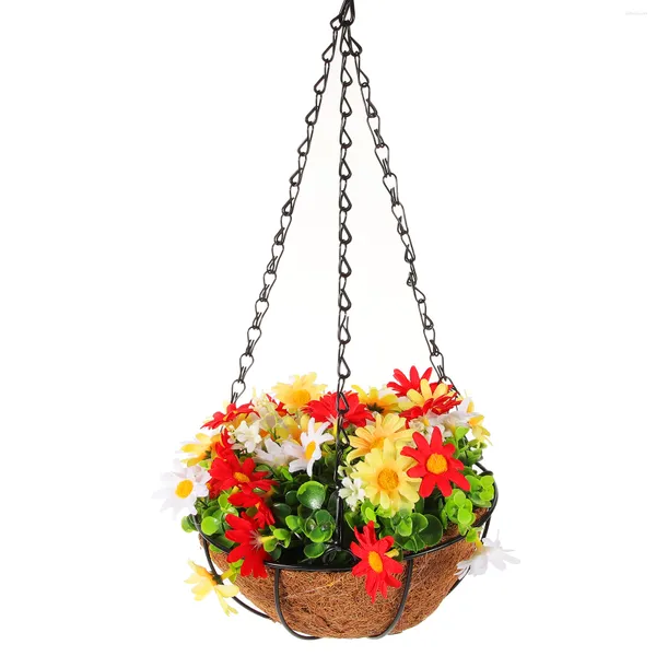 Fiori decorativi Piante artificiali All'aperto Cesto sospeso Ciondolo da giardino Cestini invernali in plastica Vaso da fiori