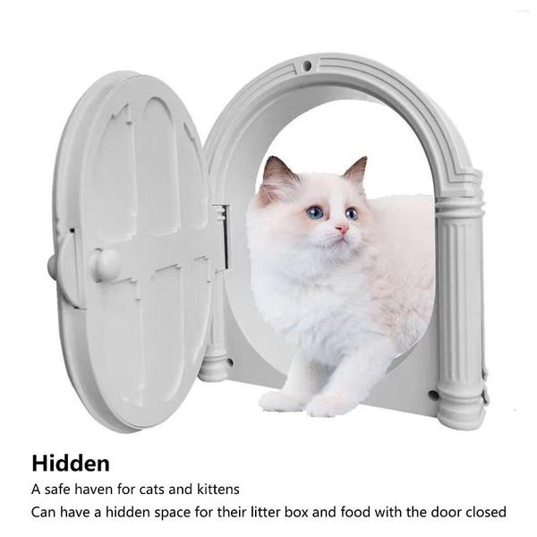 Transportadores de gatos Porta arqueada ABS Fácil instalação DIY Seguro Durável Flapless Interior para animais de estimação para gatos filhote de cachorro branco