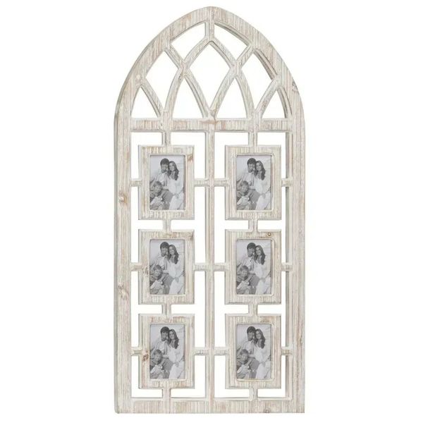 Molduras Vintage Madeira Janela Arco Forma 6 Slot Wall Po Frame com Light BrownWhite 19 