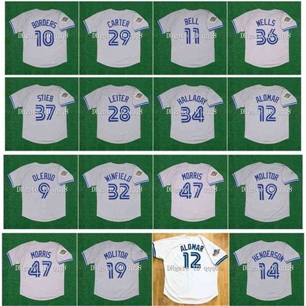 QQQ8 Air01 1992 Retro 29 Joe Carter Jersey 12 Roberto Alomar 11 Derek Bell 37 Dave Stieb 9 John Olerud 47 Jack Morris 32 Dave Winfield Jose Bautista