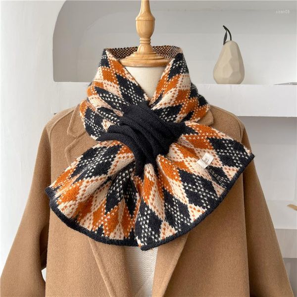 Schals Herbst Winter Warme Frauen Gestrickte Schal Mode Plaid Dünne 2023 Weiche Woll Garn Halstuch Bufanda Schal Foulard