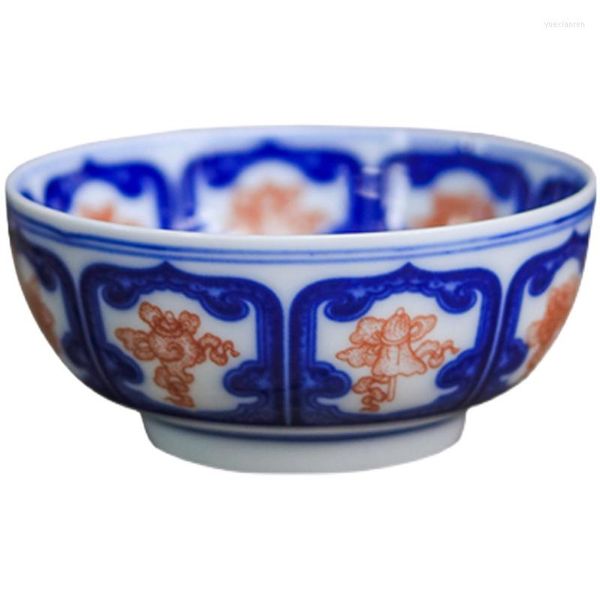 Xícaras pires jingdezhen azul e branco cerâmica pintada à mão xícara de chá retro mestre pequeno pequeno