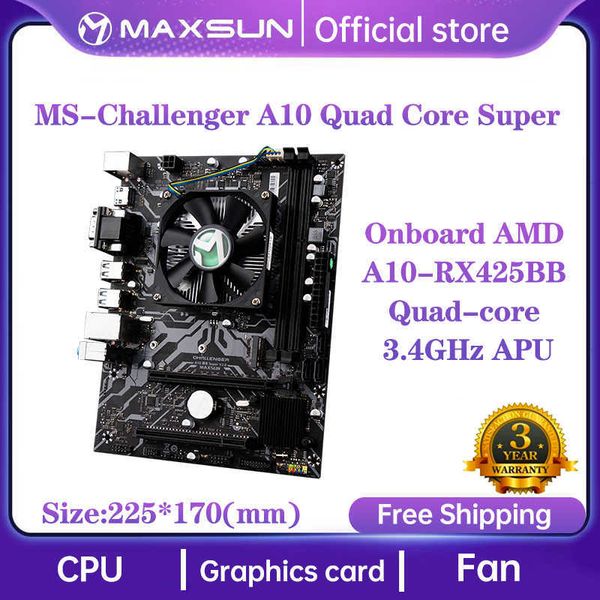 Scheda madre MAXSUN A10 Quad Core Super Onboard AMD CPU RX452BB Scheda grafica RAM DDR3 SATA3 con set radiatore Desktop completo nuovo