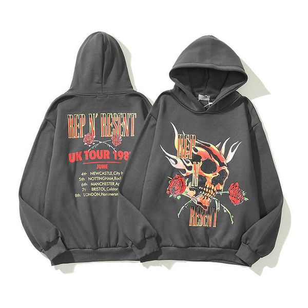 Herren Hoodies Sweatshirts Neues und Damenmode-Design Present'autumn Winter Gun Rose Print Black Os High Street Pullover