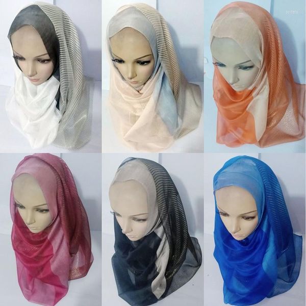 Lenços de lenços elegantes muçulmanos Hijab Turbano Mulheres Lengadas Senhoras de retalhos Stripe Shawls Islã A cabeça da cabeça árabe da cabeça