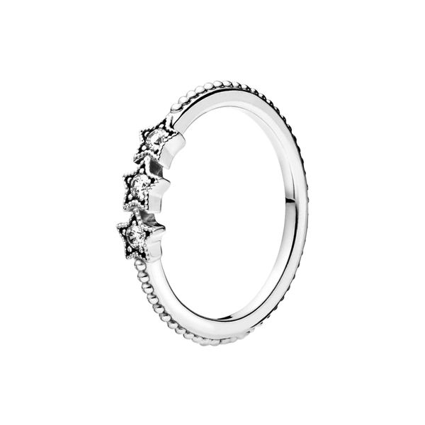 Настоящее серебряное серебро серебряные звезды кольцо с оригинальной коробкой для Pandora Cz Diamond Wedding Jewelry для женщин девочки милые подруги Подарочные кольца Set Factory оптом