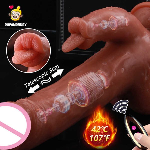 Articoli di bellezza Big Dildo Vibratore wireless per donne Clitoride Lick Stimolatore Massaggio telescopico Macchina sexy vaginale Giocattolo orale Adulti 18