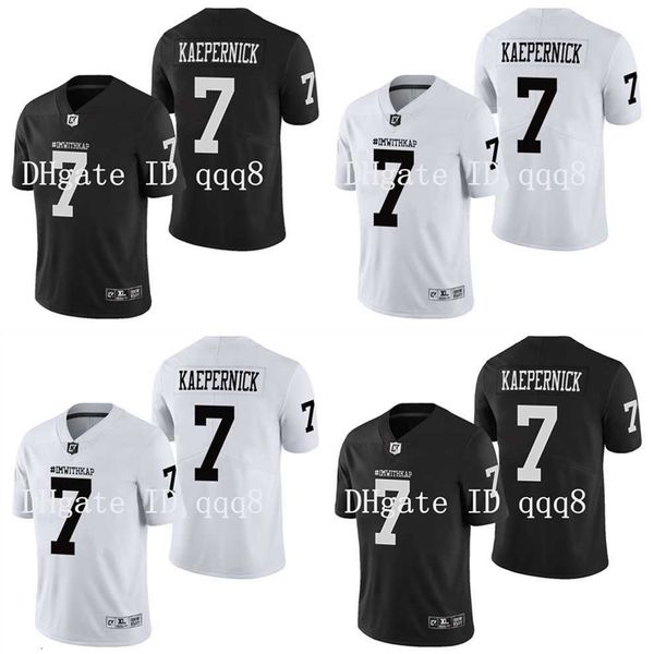 qqq8 Maglia IMWITHKAP di alta qualità 1 Maglia COLIN KAEPERNICK IM WITH KAP Maglia da football universitario bianco nero