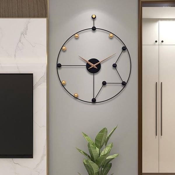 Relógios de parede relógio de sala de estar design moderno de luxo dourado preto silencioso arte mecânica estética Única decoração de duvar saati