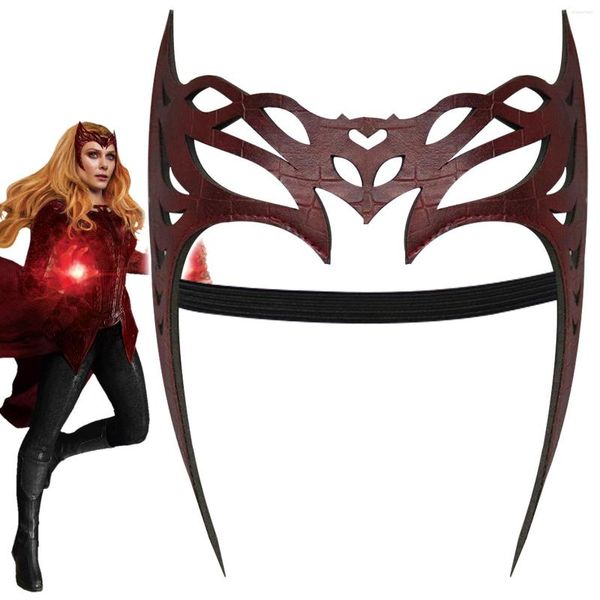 Partyzubehör Bulex Halloween Wanda Scarlet Cosplay Stirnband Rote Hexe Kostüme Kopfbedeckung EVA Masken Requisite