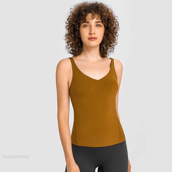 L-155 Frauen Sport Tank Yoga Outfits Sexy V-ausschnitt Schönheit Zurück Fitness Weste Dame Unterwäsche Mode Training Tragen Runing Tops mit abnehmbare top