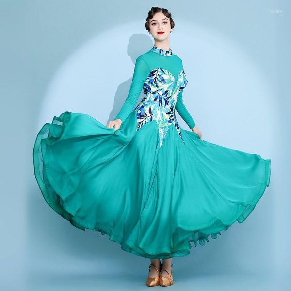 Stage Wear Coming Fashion Women Adult Sexy Floral Practice Waltz Dance Dress Costumi da ballo