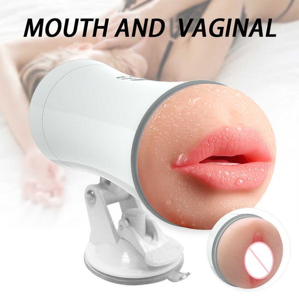 Masturbatore per uomini Automatico Dual Channel Hand Free Masturbation Cup Sucking Machine Giocattoli per adulti vaginali orali