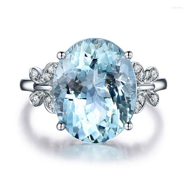 Fedi nuziali Elegante farfalla carina strass di cristallo azzurro per ragazza fidanzamento fascia gioielli regalo moda donna