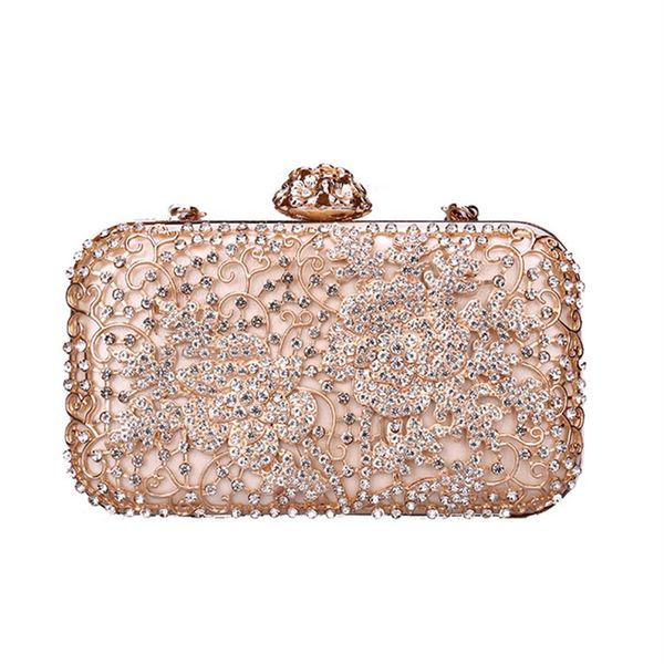 Borsa a tracolla borsa da sera di lusso in cristallo rosa sugao Borsa da festa Bling Top diamante Boutique Pochette da donna in argento dorato da giorno2308