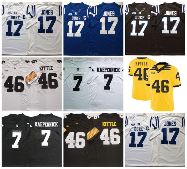 Futbol Formaları DANIEL JONES Dikişli Futbol Formaları #46 George Kittle Iowa Hawkeyes #7 Colin Kaepernick IM WITH KAP Forması