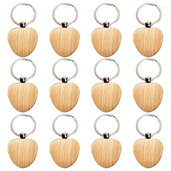 Ganci 12Pcs Portachiavi in legno a forma di cuore vuoto Portachiavi in legno fai-da-te Tag Regali