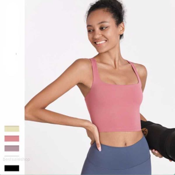 Lu Lu Lemens Sutiã esportivo Cruz Yoga Colete Mulheres Camisa Top Sólida Sem Mangas Fitness Running Active Wear Verão Ginásio Crop Tops Aportwear Venda Quente bom top