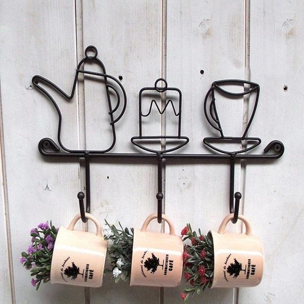 Placas Creative Iron Hook Garden Home Decoration Cartoon Copo Shape Rack Rack Roups Rough Fashion Fashion Grosp 1 PCs