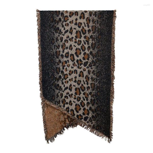 Lenços lenços de leopardo mulheres roubam tippet pashmina jacquard moda capes envolve xales pesados ​​quentes