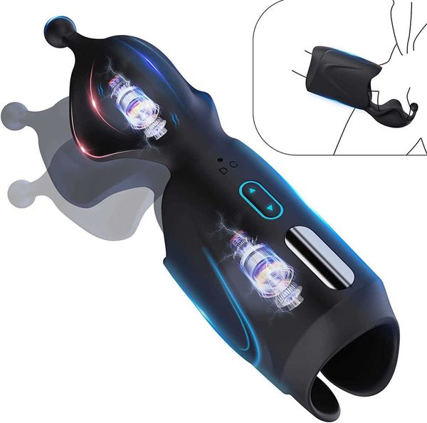 Masturbadores masculinos automáticos masturbadores multiuso com 10 vibrações Penis Pump Glans Training Tool ForeGlad Recarregable Head