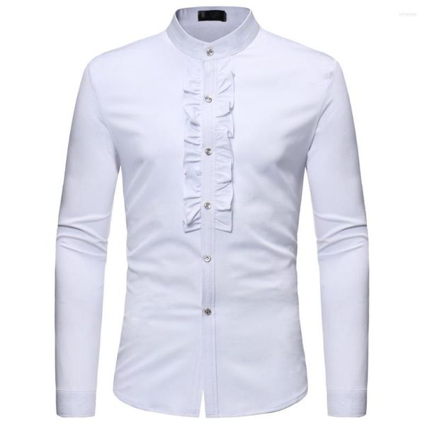 Camicie eleganti da uomo Abito da sposa in pizzo per nero bianco Plus Size 3XL Camicia da smoking uomo europeo americano elegante