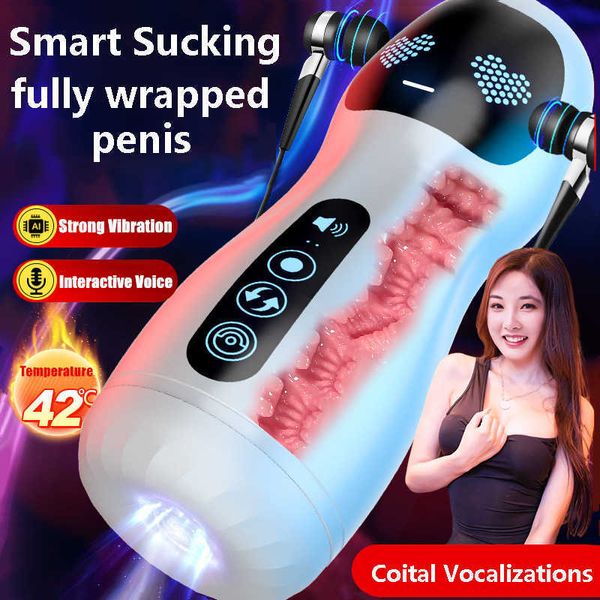 Erkekler için Otomatik Emme Mastürbasyon Kupası Erkek Mastürbatör Gerçekçi Vajina Cep Pusssy Oral Seks Makinesi Yetişkin Oyuncaklar