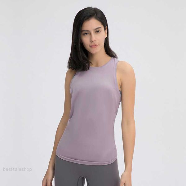 L-74 Damen-Yoga-Tank-T-Shirt-Outfit, nackt, hautfreundlich, Trägerweste, Damenschleife, Schönheitsrücken, Sportbluse, modisch, locker und atmungsaktiv, Laufoberteil