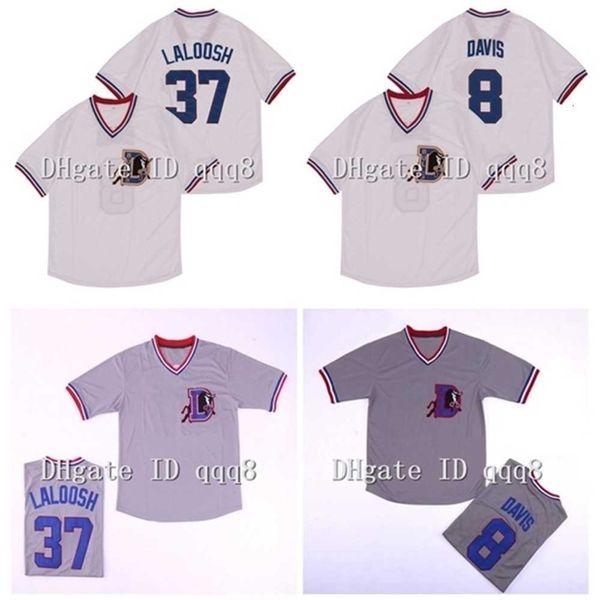 qqq8 Air01 37 Nuke LaLoosh Jersey 8 Crash Davis 1988 Maglia da baseball Bull Durham Pullover bianco grigio 100% cucito