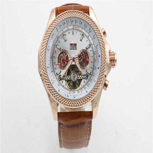 brauner Gürtel 1884 Datum Promotion automatisch mechanisch Verkaufe Herrenuhr Edelstahl Armbanduhr Herren Watche 46mm251C