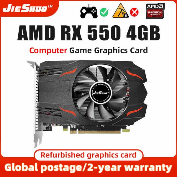 JIESHUO RX550 4GB Grafikkarten Sanierung GPU 128Bit GDDR5 Grafikkarten PC Desktop Computer Spiel PCI-E X16 für RX550 4GB