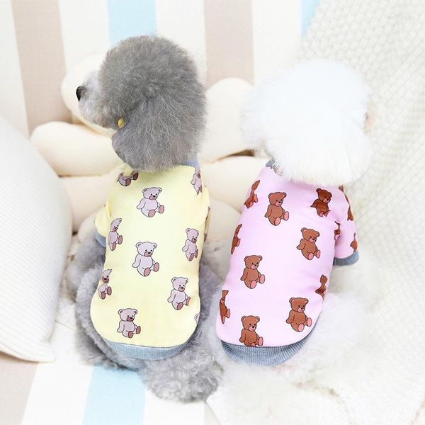 Hundebekleidung Großhandel Herbst Winter Haustierkleidung Teddy Brief Bär Zweibeinige Hoodies Drop Cat