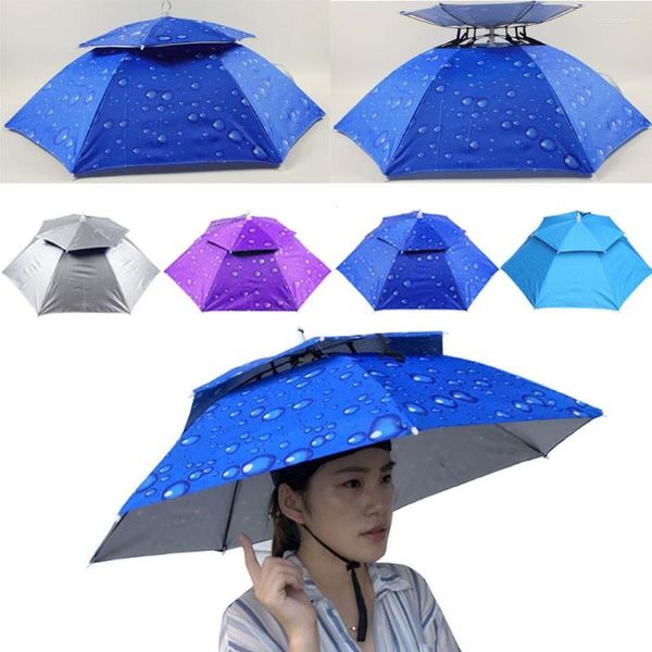 Berets Camping Mehrfarbige Doppelkappe Regenschirm Regenhut Faltbare Sonne Outdoor Angeln Baseballmützen