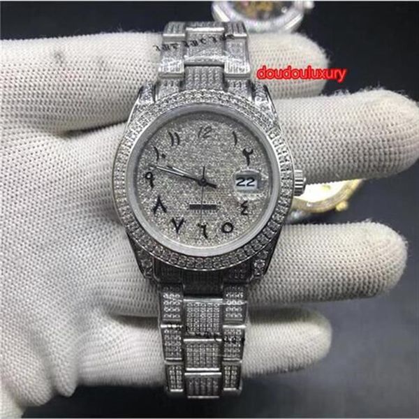 Silver Diamond Men's Wrist Watch Top Boutique Men's Watch Scala Ar￡bica Popular Men Watches273y
