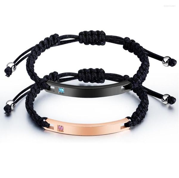 Braccialetti di fascino Bracciale per coppia di coppie in oro nero/rosa Bracciale da donna Bracciale da donna alla moda Gioielli a mano regolabile