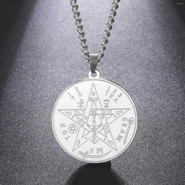 Colares pendentes wicca pentagram tetragrammaton colar Salomão Nome de Deus Pentáculo Magical Abençoado Jóias de Aço Anteto Anteto Mágico