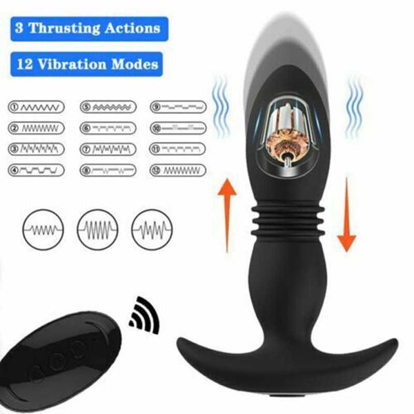 Itens de beleza massageador masculino vibração de vibração telescópica vibrador anal plug de bujão ânus silicone tocar brinquedos sexy g spot para casal