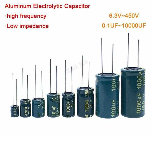 Condensatore elettrolitico in alluminio da 1 a 50 pezzi da 6,3 V a 450 V 16 V 25 V 50 V 100 V 400 V 10 UF 22 UF 33 UF 68 UF 100 UF 220 UF 1000 UF 2200 UF 4700 UF