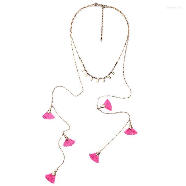 Подвесные ожерелья объемная цена мода женская дружба аксессуары Super Long Pink Tasssel для женщин