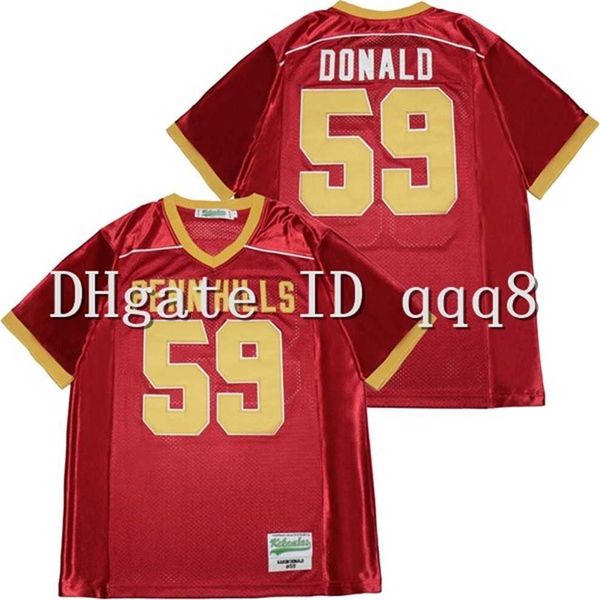 QQQ8 высшее качество 1 Hhigh School Penn Hills #59 Aaron Donald Jersey Red 100% сшивает размер американского футбольного футбола S-XXXL