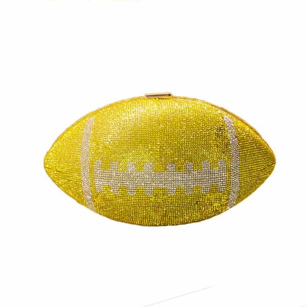 Kristall-Clutch-Tasche, US-Football-Clutch, Glitzer-Party-Taschen-Stil, Damen-Strass-Clutch, Fußball-Abendtaschen2119