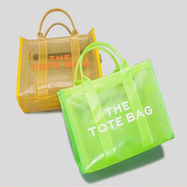 PVC A bolsa da bolsa Primavera e verão New Fluorescent Color transparente Bags de ombro de grande capacidade Totes 288T