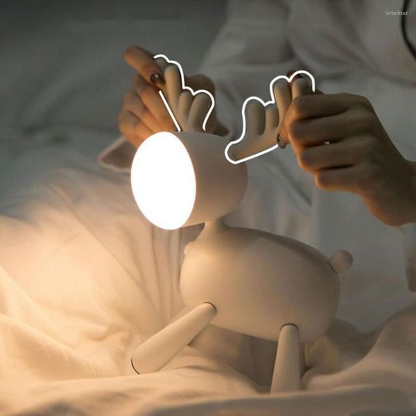Luci notturne Lampade eleganti per cervi Lampada da comodino a LED a coda rotante leggera resistente all'usura Comoda