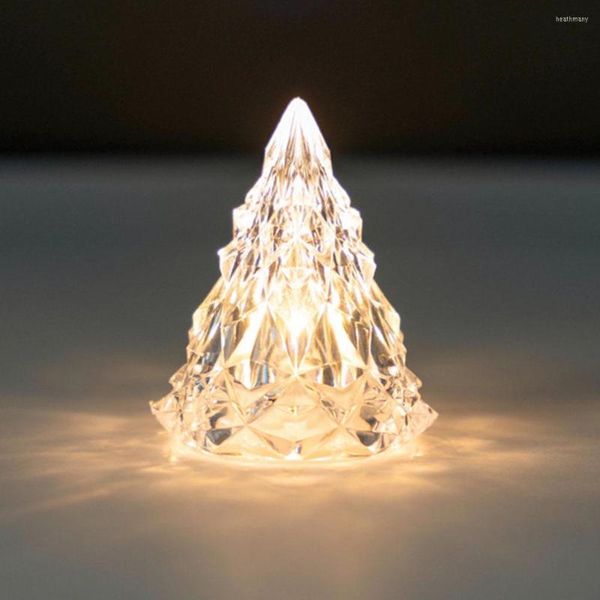 Luci notturne Lampada da tavolo in cristallo a LED Lampada da atmosfera romantica a forma di cono con diamante