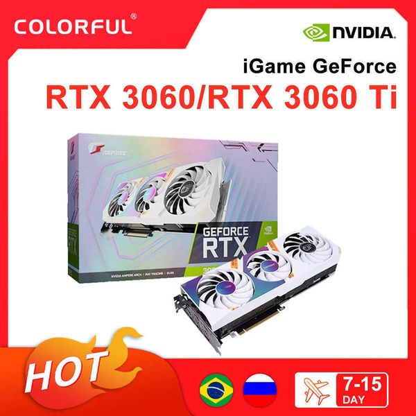 Carta gráfica nova colorida GDDR6X RTX 3060 3060TI 8GB 12GB GAMING GPU Video Cards 256 Bit RTX3060 3060TI PLACA DE VDEO LHR