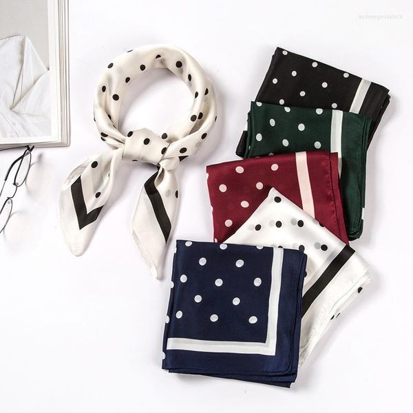 Eşarp İpek Eşarp Saten Bandana Kadın Kare Sargı Retro Polka Nokta Baskı Saç Bayanlar Mendil Moda Aksesuarları Hediye